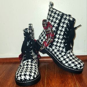Rozey Black and White Combat Boots